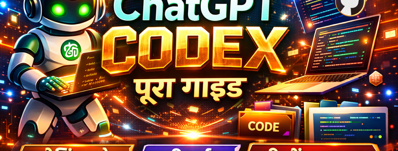 ChatGPT Codex Guide Thumbnail with AI Robot and Coding Interface